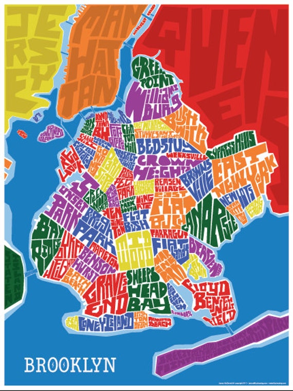 Items similar to Brooklyn Neighborhood Type Map on Etsy