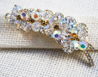 Juliana DeLizza & Elster Gold Tone Crystal Dangle and Rhinestone Leaf Brooch