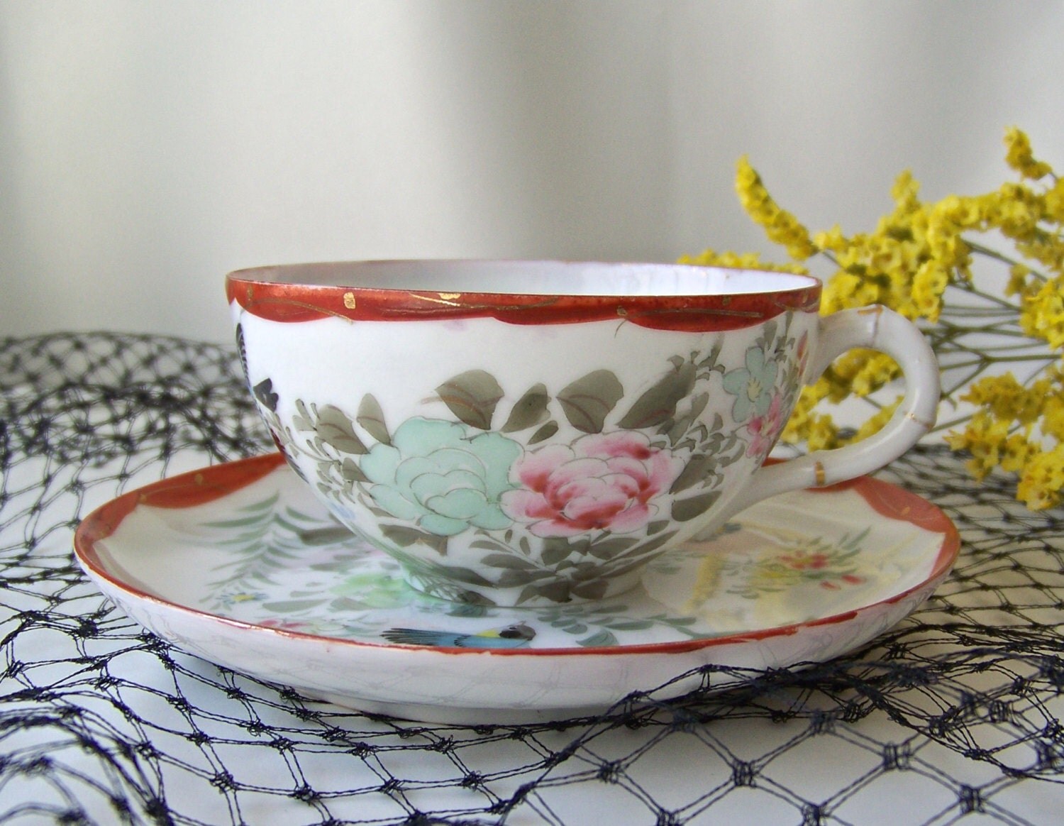 Vintage Tea Cup and Saucer Japanese Bone China by CynthiasAttic