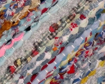 Handwoven rag rug - 2.79' x 4.47'- blue style confety