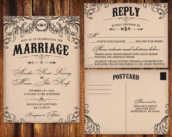 Printable Wedding Invite and RSVP Invitation Set by seedtosprout
