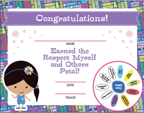 Daisy Girl Scouts Petal Certificates Printable Instant