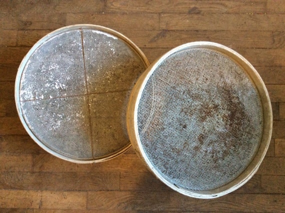 Vintage French large flour sieves baker mill baking farm