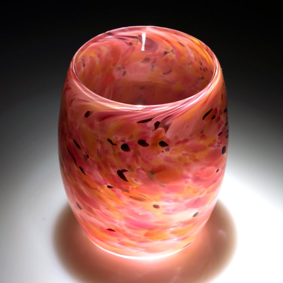 Votive Candle Holder Hand Blown Art Glass in Pink Pretty in Pink