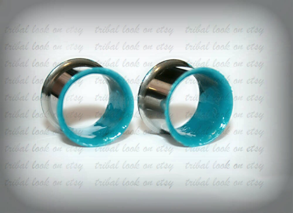 TurquoiseStainless steel gauges Ears plugsDouble flared or