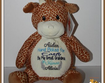 Handpicked for Earth by My Uncle/Aunt/Grandma/Grandpa/ in Heaven, stuffed animal
