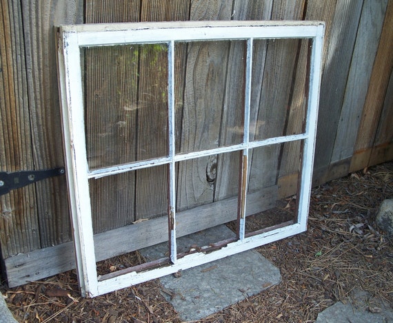 Rustic Wood Frame Window Six Pane Wood Window Partial Glass