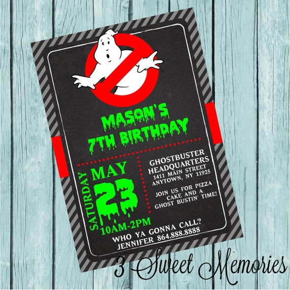 Ghostbuster Party Printable Invitation by 3SweetMemories on Etsy