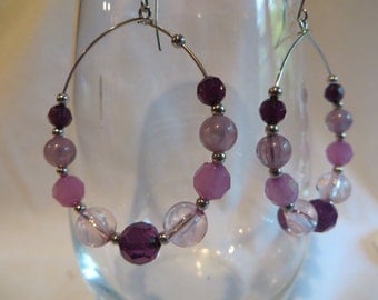Purple Hoops, earrings, hoops, purple, dangle