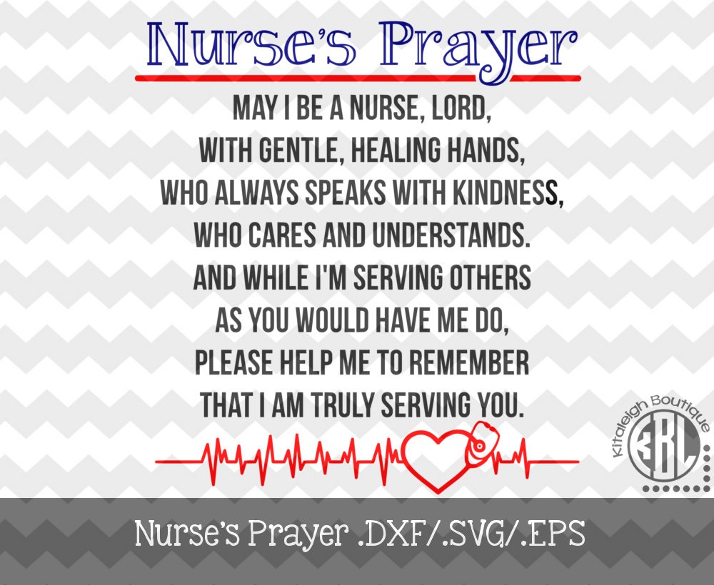 Nurse Prayer Design .DXF/.SVG/.EPS Files for by KitaleighBoutique