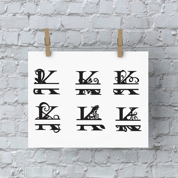 Split Letter Monogram K SVG Files for Silhouette