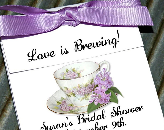 Personalized Dainty Lilacs Floral Teacup Tea Party Favors perfect Bridal Shower Favors Wedding Shower ~ Lavender Tea cup Tea Bag Holders