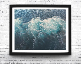 Teal Home Decor Water Wall Art Aqua Ocean Waves Ocean Art