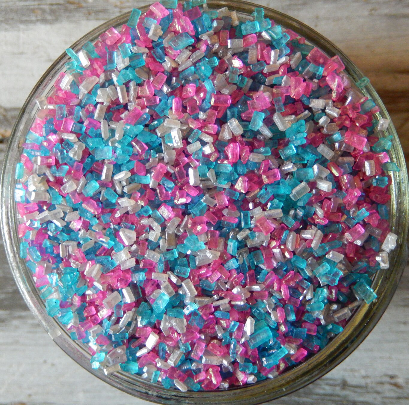 Sprinkles 3 oz Teal Pink and Silver Shiny Sugar Crystals