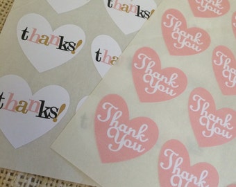 Thank You Heart Stickers Envelope Seals