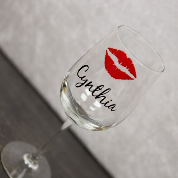 Personalized Lips wine glass Christmas gift holiday gift