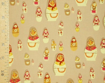 Fabric 1FQ West Hill MATRYOSHKA DOLLS Russian Doll Heather Ross Free Spirit Taupe Windham Quilting Sewing
