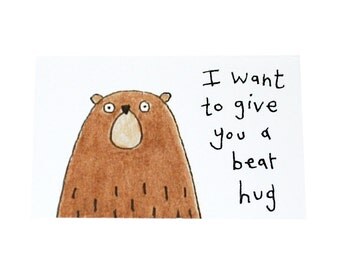 Miniature Birthday Card, Tiny Birthday Card, Bear Hug Card, Miniature Card & Tiny Envelope, I Want To Give You A Bear Hug Blank Card