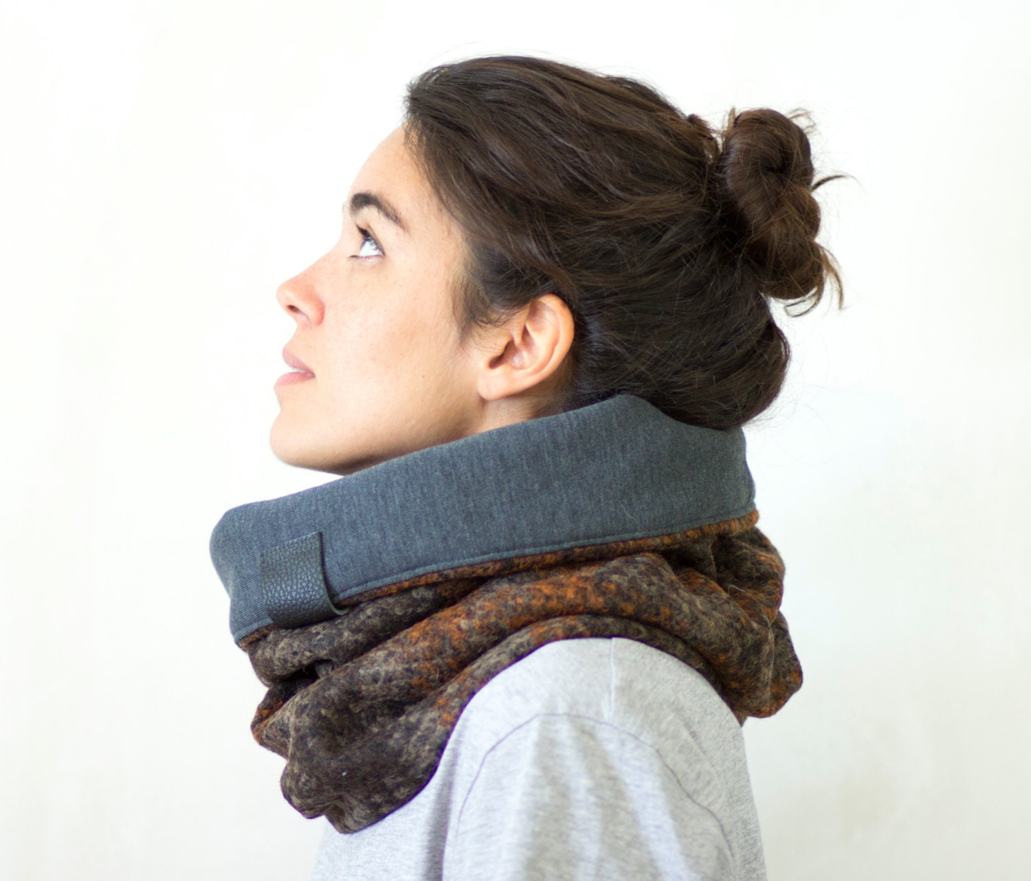 Unisex cowl scarf. gift for her accessories tweed scarf