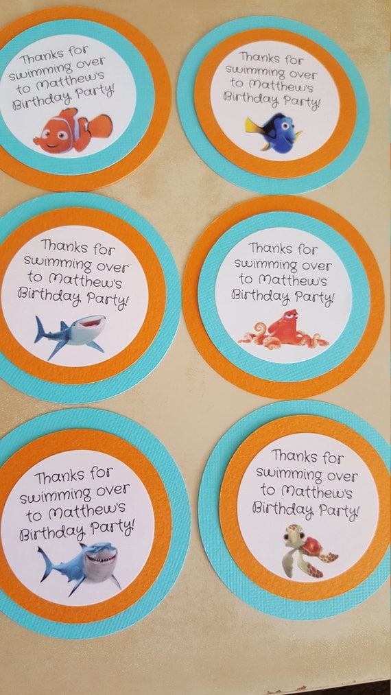 Items similar to Finding Dory favor tags, Finding Nemo birthday on Etsy