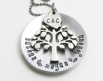 Family Tree Necklace - Personalized Necklace - Hand Stamped Jewelry - Mother's Necklace - Personalized Mom Necklace - Personalized Jewelry