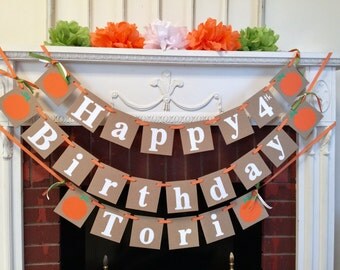 Little Pumpkin Birthday Banner - Fall BIRTHDAY Decorations - Autumn birthday party decor - Halloween birthday banner with name-