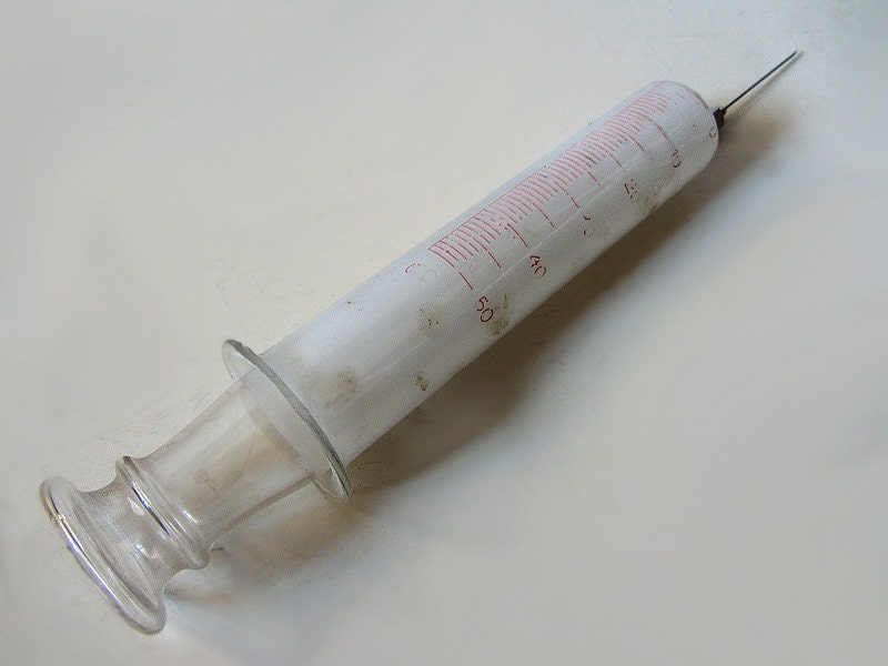 Vintage Glass Syringe With Needle