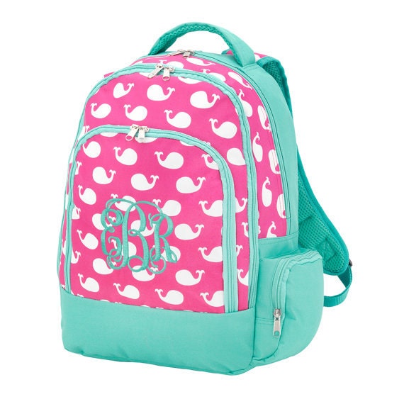 Personalized Kids Backpacks in Whales print LARGE size