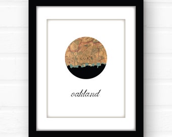 Oakland map art | Oakland, California wall art | California print | travel poster | California art print | city skyline print | Oakland home