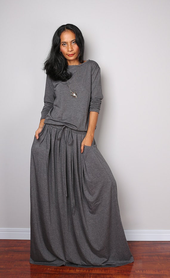 Grey Dress Long Sleeve Top Grey Maxi Dress : MODEST by Nuichan