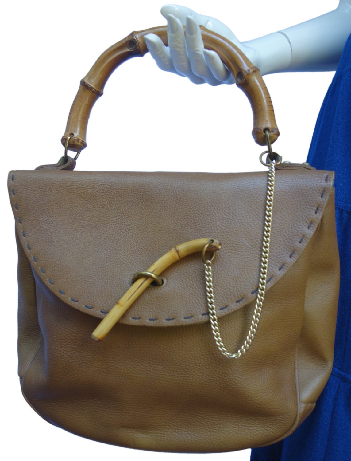 Roger Van S. Large Vintage 60s Large Pebbled Leather Purse