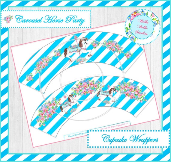 Carousel HORSE CUPCAKE WRAPPERS ~ Printable Instant Download Il_570xn