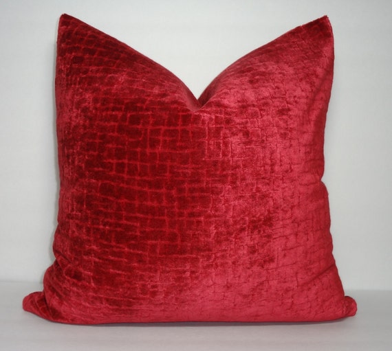 Items similar to Red Velvet Textured Pillow Cover Throw Pillow