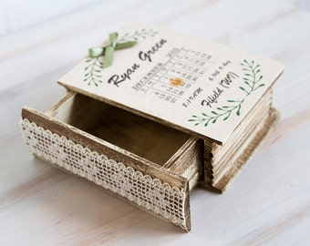 Baby memory box Baby keepsake box Save the date baby memory box Calendar personalized wooden box Personalized newborn gift Baby memory gift