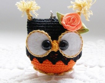 Owl keychain crochet owl key chain amigurumi owl toy bag