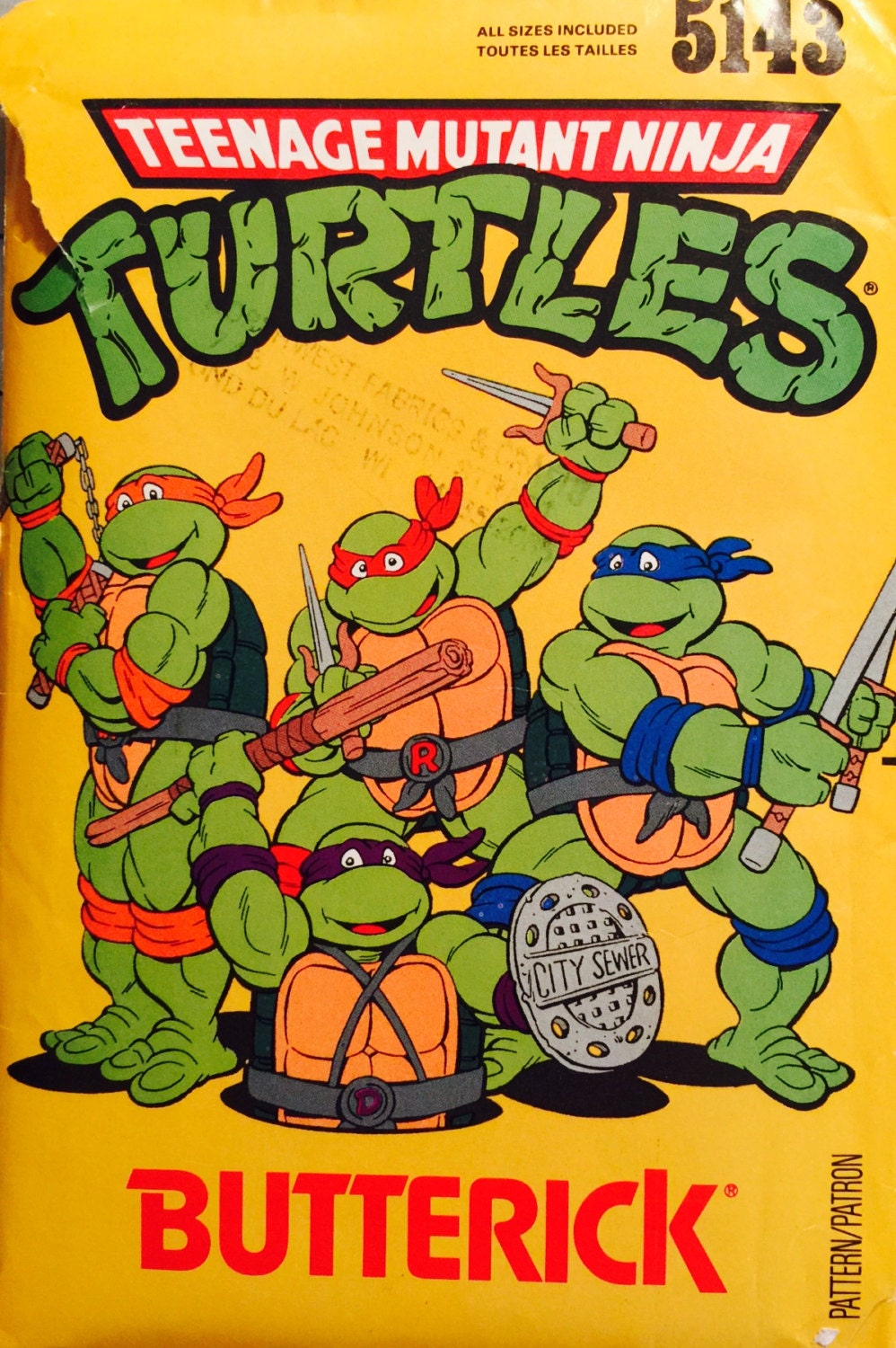 Girls' and boys' Teenage Mutant Ninja Turtle playsuit pattern - Butterick 5143
