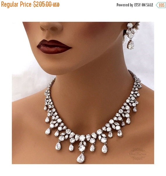 Bridal Jewelry Set Bridal Necklace Statement By GlamDuchess