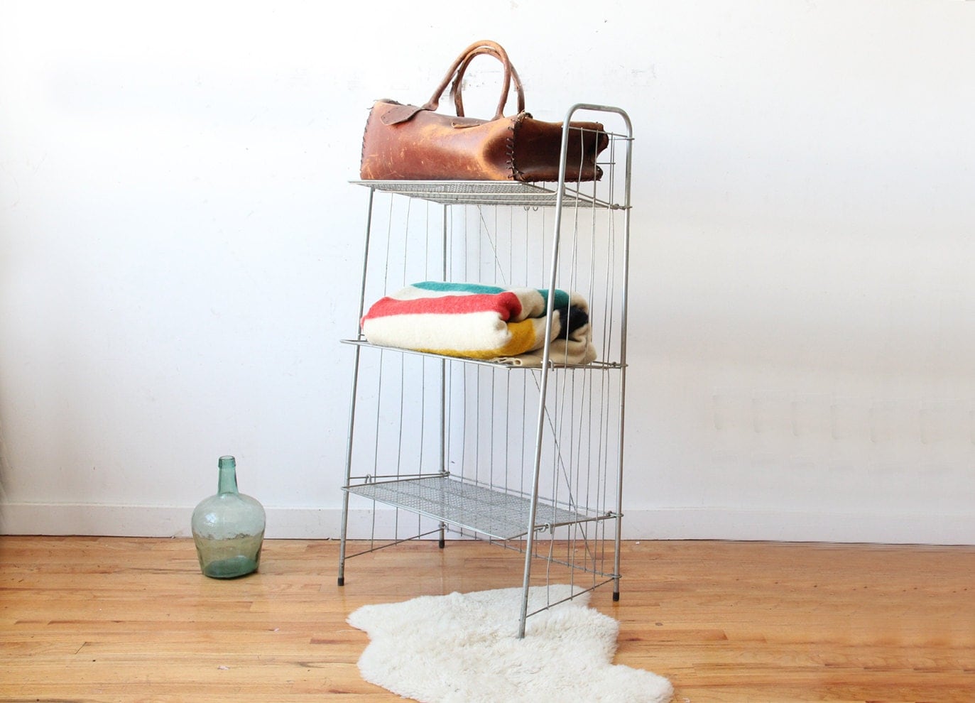 Midcentury Metal Folding Standing Shelves Display Haute Juice