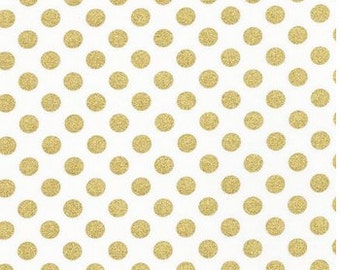 Spot On Metallic Gold Dots on White (Blanc) From Robert Kaufman