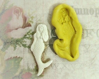 mermaid mold,flexible Silicone mold,push mold, food supplies mold, clay supplies molds, # 30s