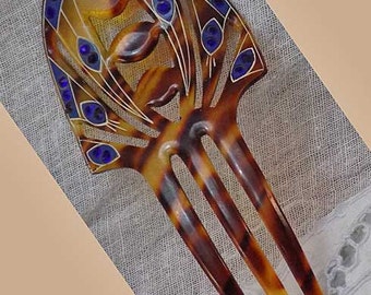 Vintage Art Nouveau Celluloid Faux Tortoiseshell Hair Comb with Openwork