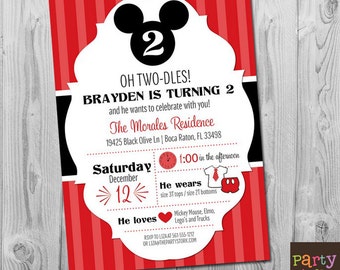 Mickey Mouse Invitation, Mickey Mouse Birthday Invitation, Oh Twodles Invitation, Mickey 2nd Birthday, Mickey Mouse Invitation Printable