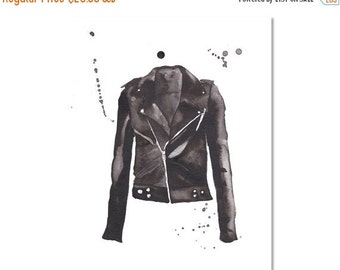 Motorcycle Jacket Watercolor Giclee Print of an Original Painting 8 x 10" - Wall Art, Home Decor