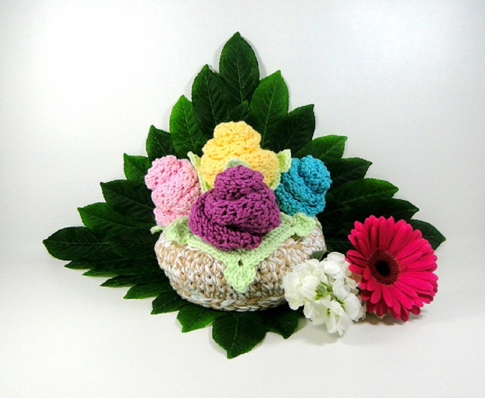 Flower Gift Basket Crochet Pattern 312 Basket Crochet