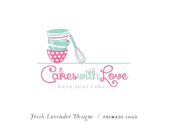 Custom Logo Design Premade Logo and Watermark for Photographers and Small Crafty Boutiques Hand Drawn Bakery Logo with Whisk