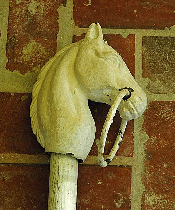 Antique Cast Iron HORSE HEAD HITCHING Post Cap With Tie Ring