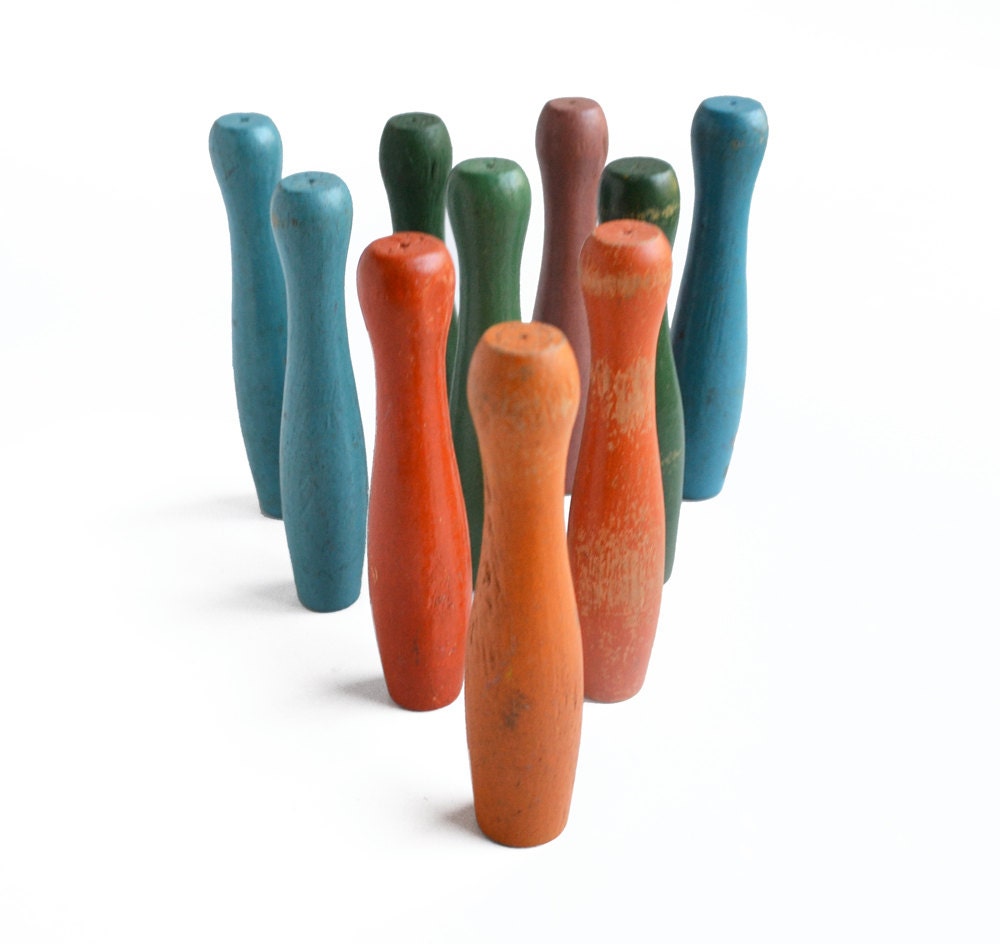 10 amazing colorful 4 1/2 small bowling pins skittles