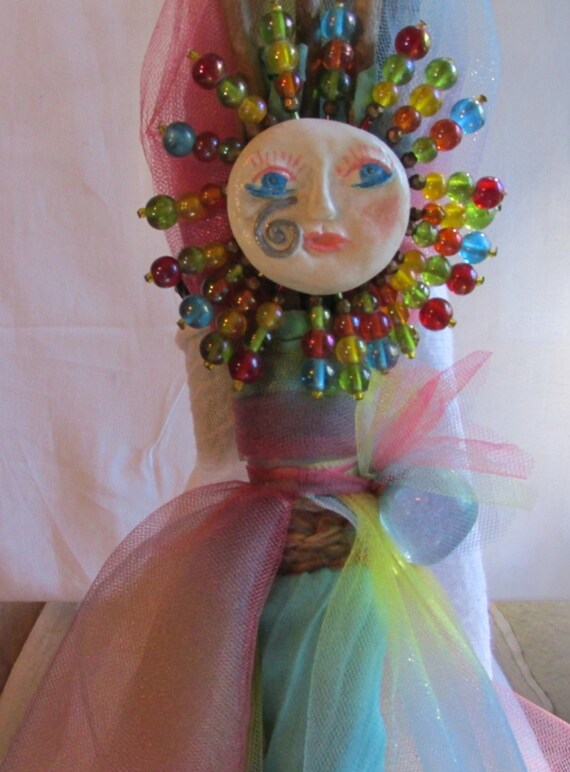 Rainbow Goddess Art Spirit Prayer Stick Art Doll Driftwood