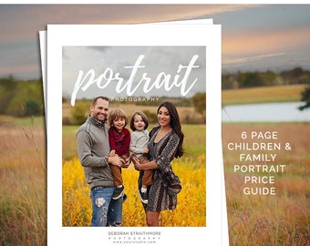 Portrait Photography Price Guide, Photoshop Marketing Template for Children and Family Photographers, PG102, INSTANT DOWNLOAD