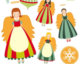 Angel Clipart, Christmas Clipart, angel Christmas, Instant download, Hand Drawn